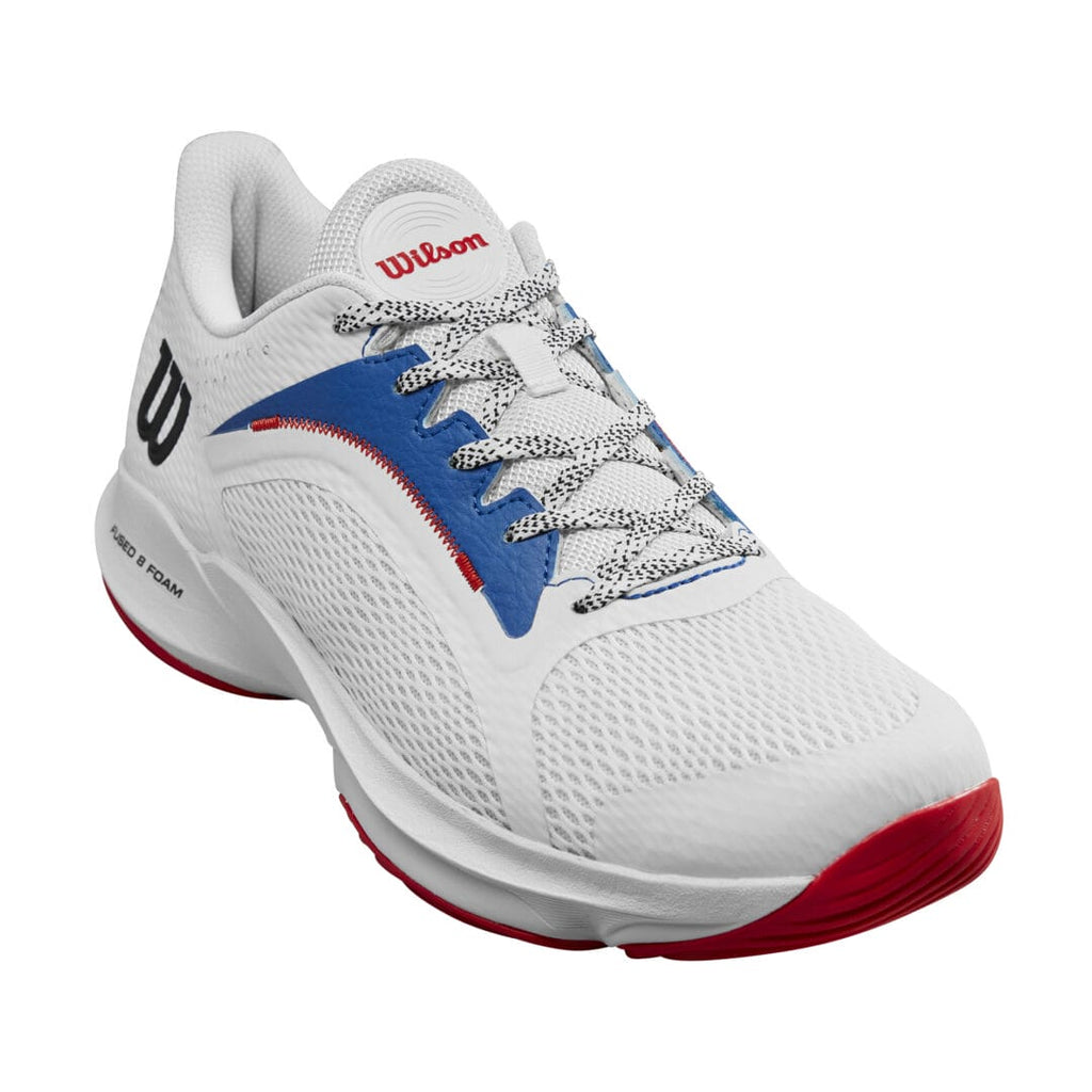 Wilson Padel Footwear | Men's Hurakn 2.0 Wht / Deja Vu Blue / Wilson Red